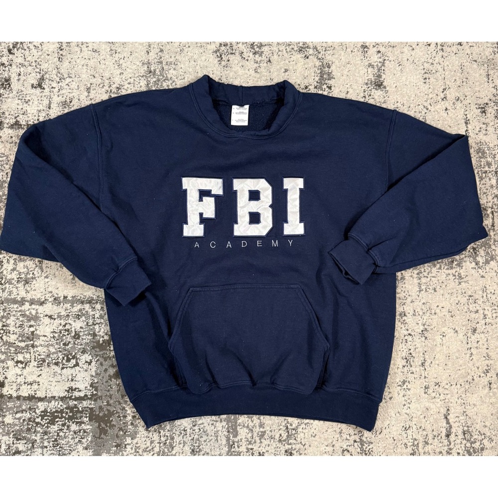 FBI Academy‎ Navy Crewneck Sweatshirt Mens Large Spell Out Pullover